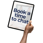 call to action book a time to chat blue